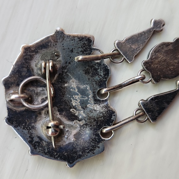 Vintage Native American Zuni Handmade Gemstone Dangle Headdress Pendant/Pin ๐ค๐ - Picture 8 of 11